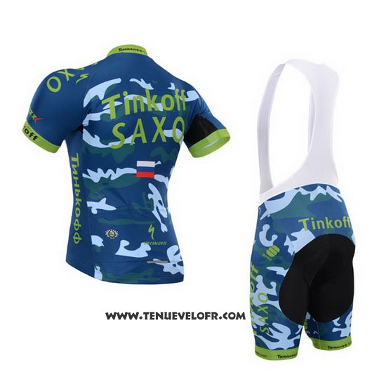 2015 Maillot Ciclismo Tinkoff Saxo Bank Azur et Bleu Manches Courtes et Cuissard